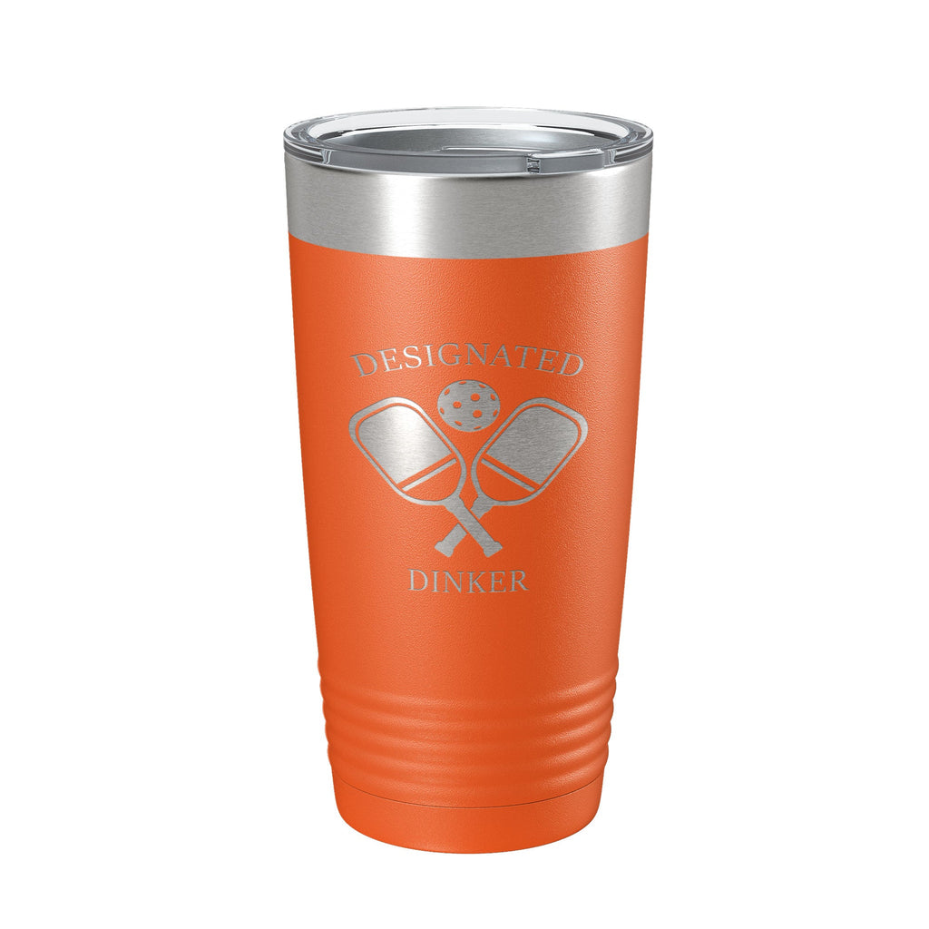 Laser engraved 20oz Designated Dinker insulated stainless steel pickleball tumbler with clear lid — view 5