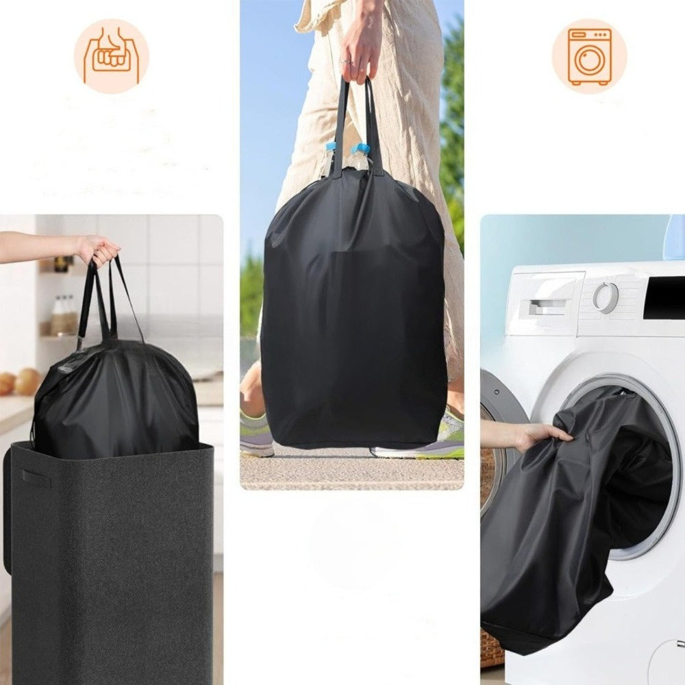 Large 120L black kitchen waste bin with closed lid for modern home organization and recycling — view 2