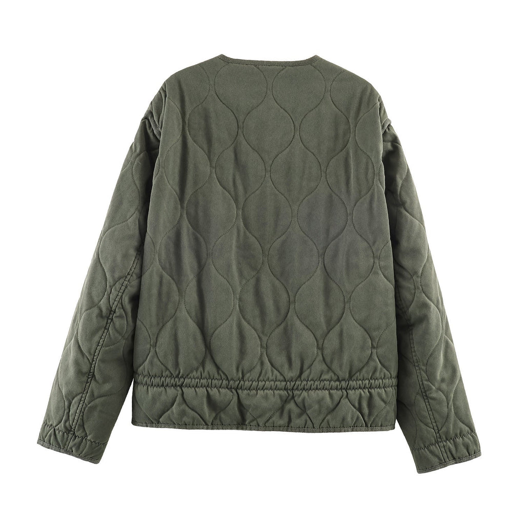 Women's Jacket Olive Green Quilted Liner BYMANYC ® New York SOHO KHAKI ONION QUILLED JACKET - New Collection-2