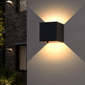Two pack modern square outdoor wall light set with illuminated adjustable warm white LED beams
