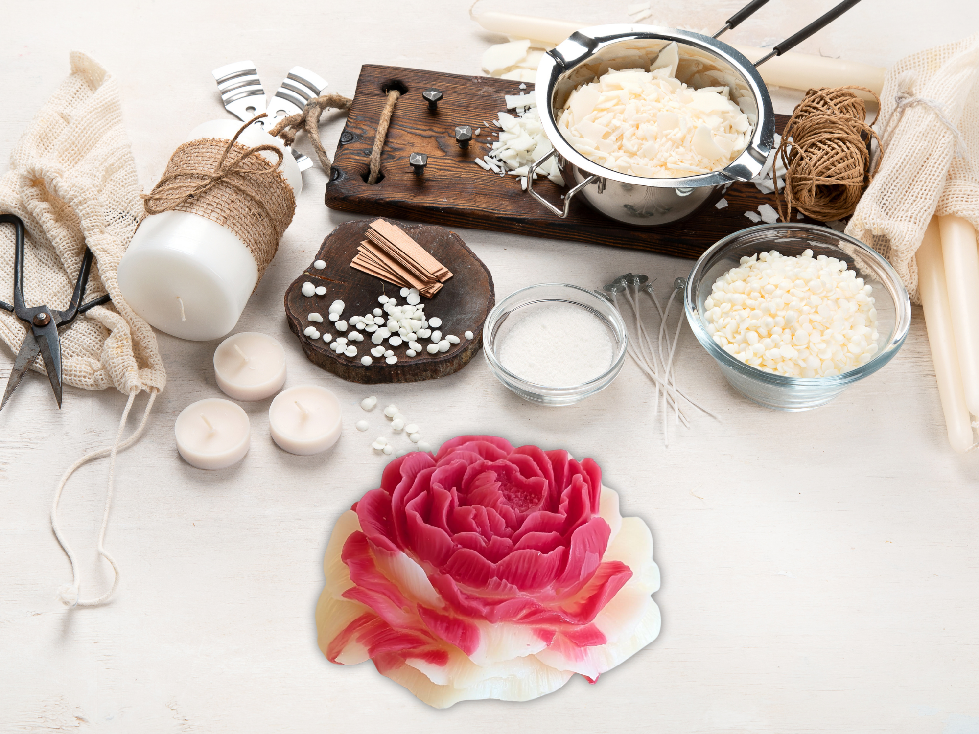 Handcrafted scented wax flower freshener sachet packaged in an elegant gift box with an organza bag — view 5