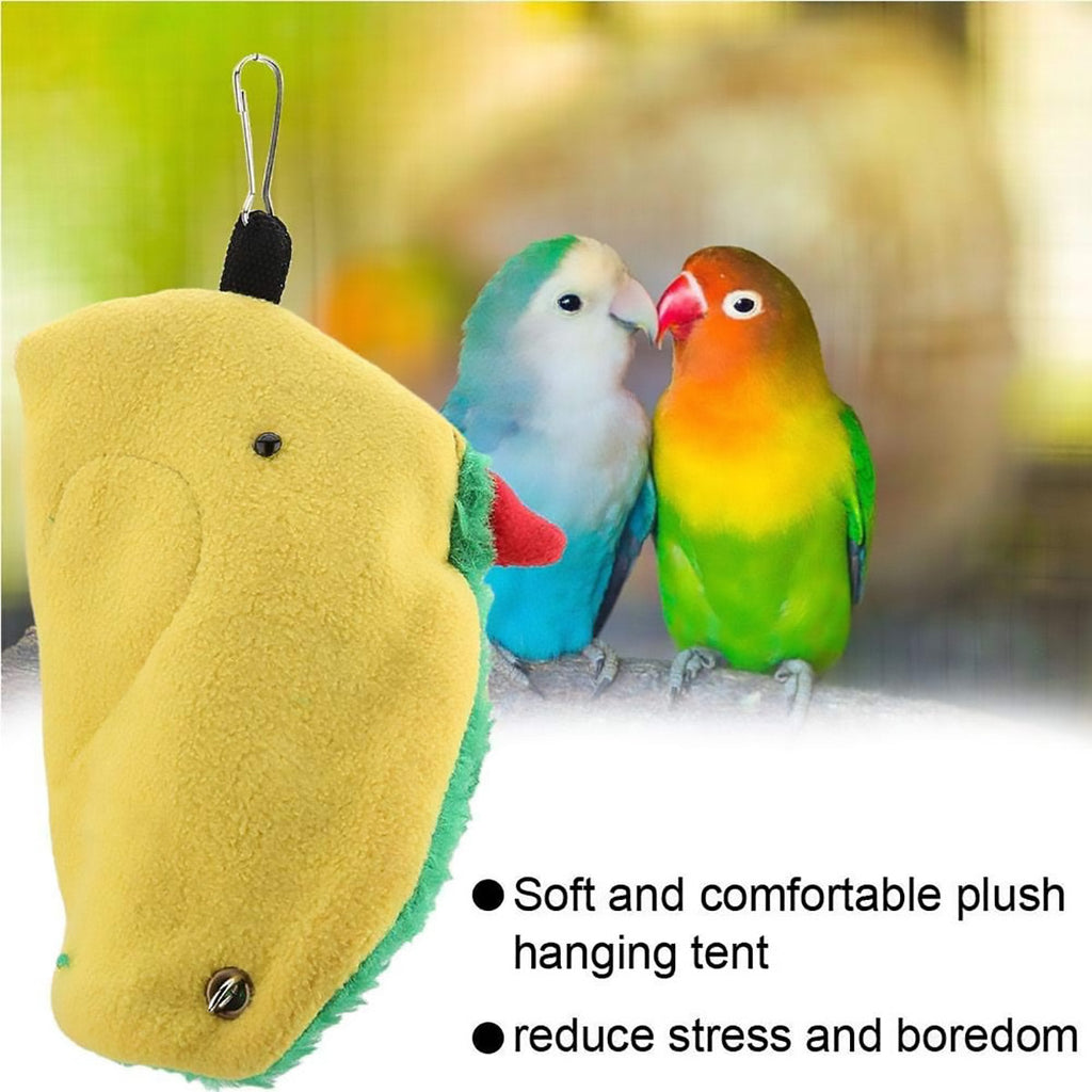 Cozy fleece and canvas hanging bird hammock nest with metal clips for parrot cages — view 5