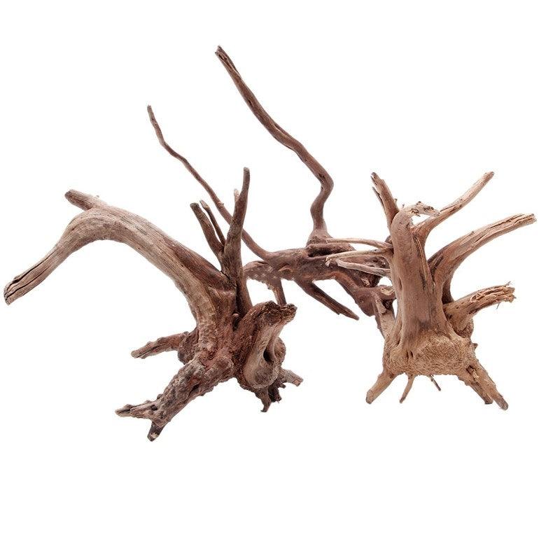 Rustic driftwood aquarium decor crafted from natural sunken tree roots for stunning underwater tank landscapes.