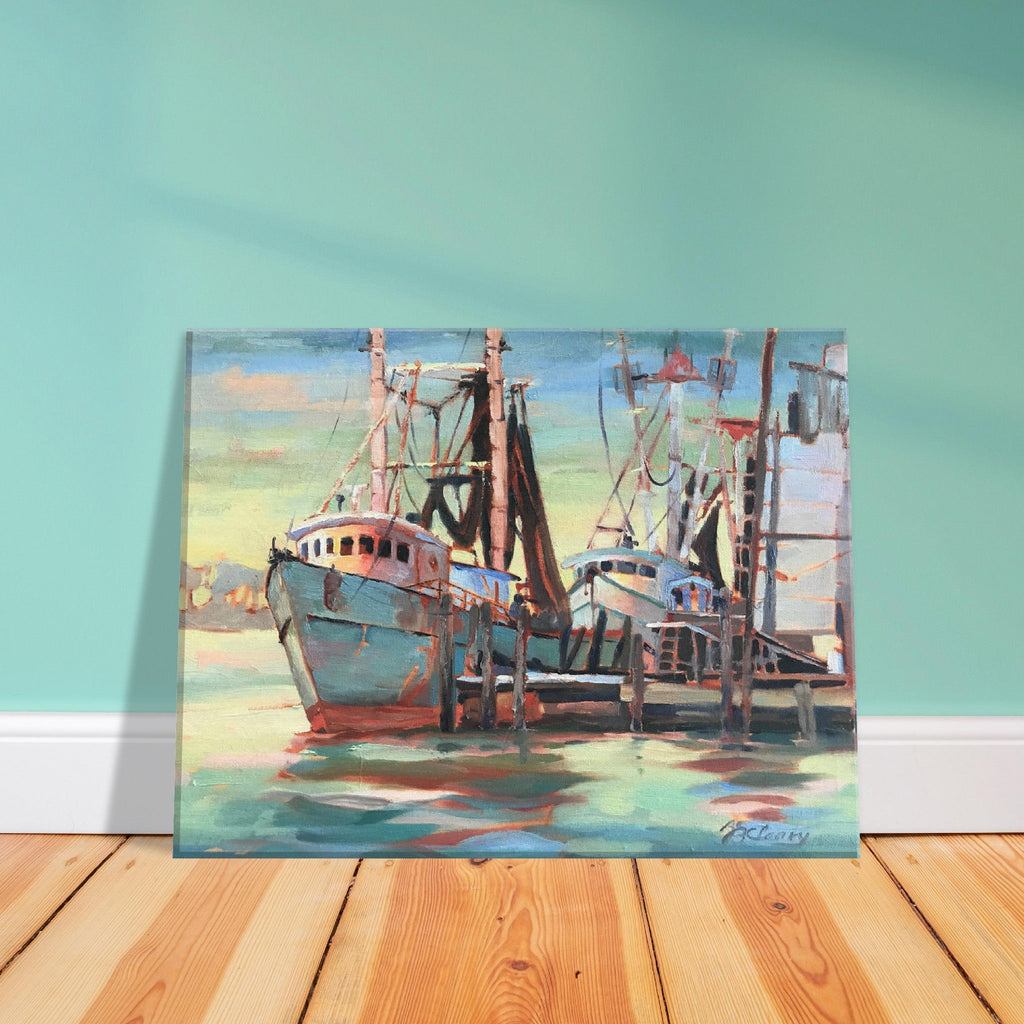 'Biloxi Fishing Fleet' I 11x14 inch Canvas Coastal Art Print I Original Artwork by American Artist Barbara Cleary-3