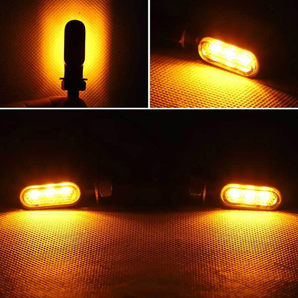 Four amber mini LED motorcycle turn signal indicators for custom 12V bikes. — view 5