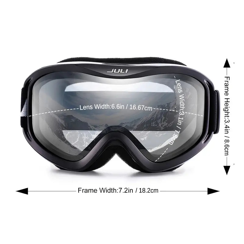 Premium black and transparent ski goggles with reflection lens and adjustable strap for winter sports — view 2