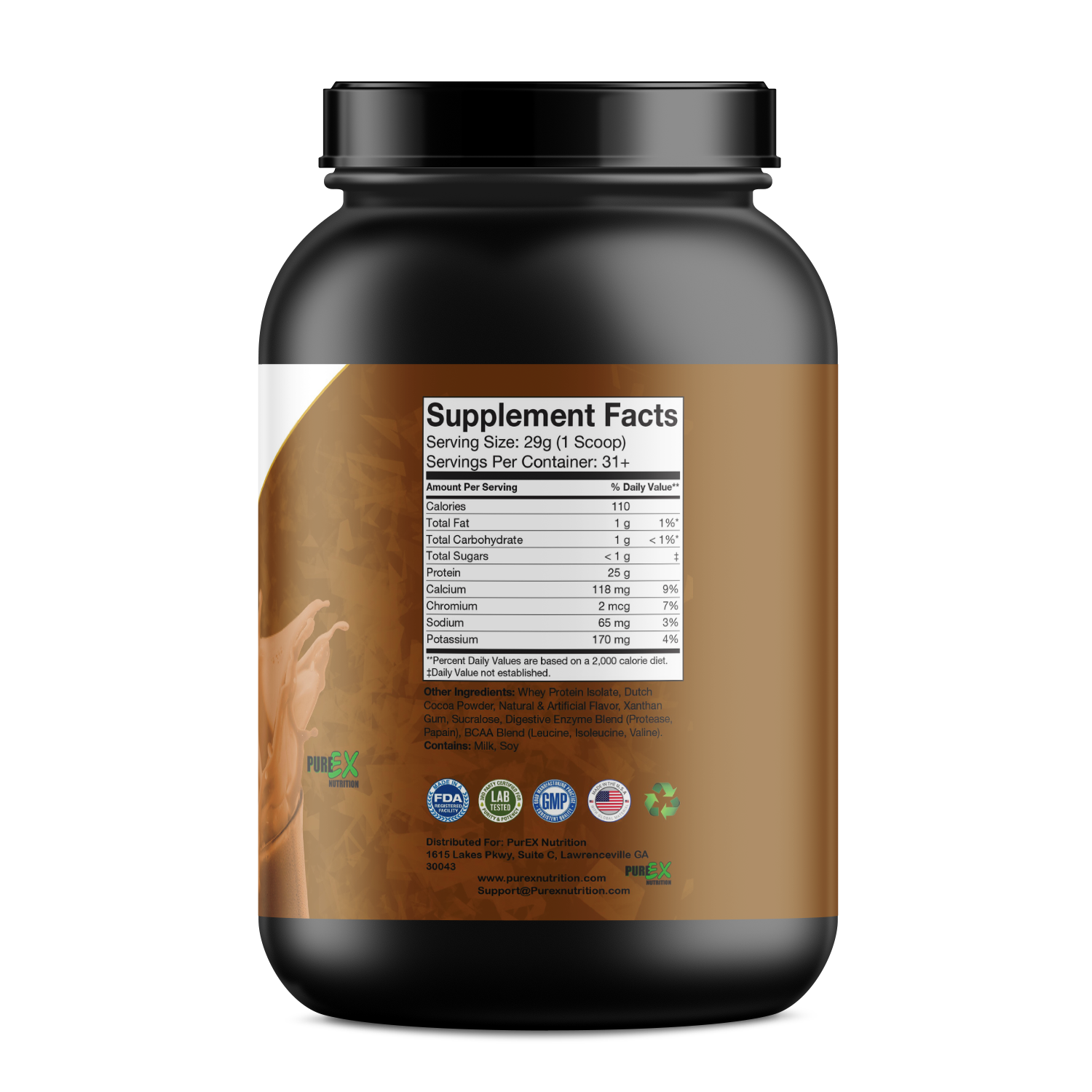 Pure Whey Isolate protein powder supplement tub with a scoop of fast-absorbing recovery blend. — view 7