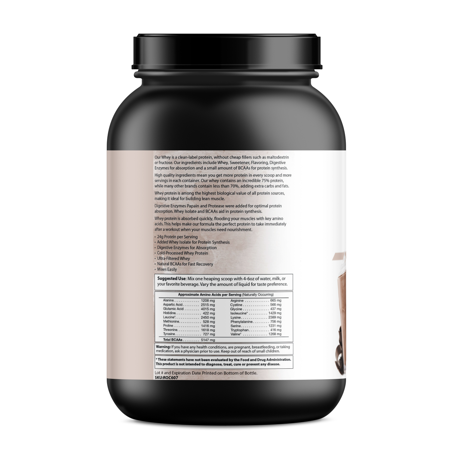Absolute Whey protein powder tub featuring clean nutrition formula for muscle recovery and growth — view 7