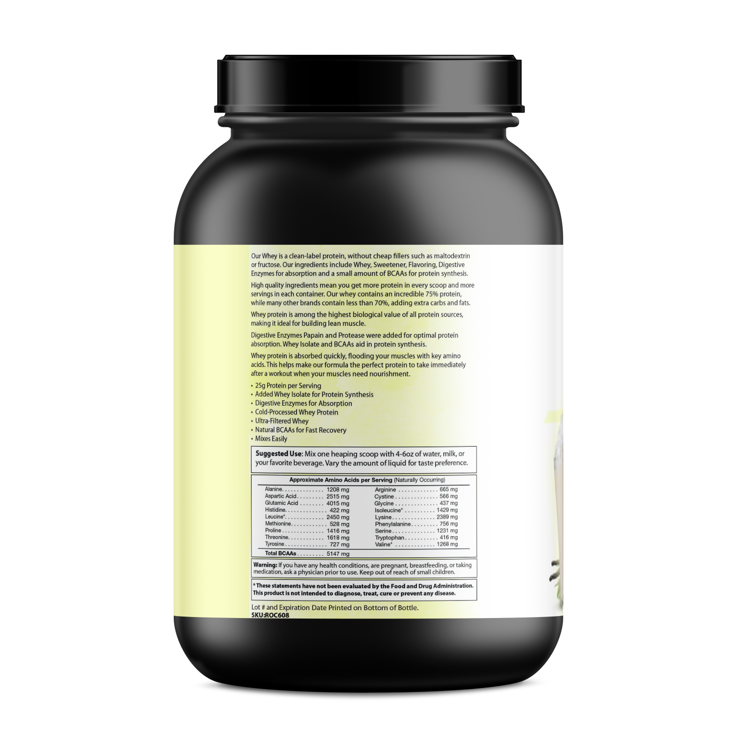 Absolute Whey protein powder tub featuring clean nutrition formula for muscle recovery and growth — view 4