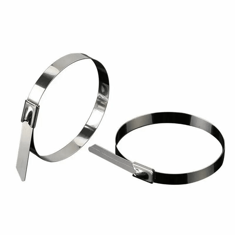Bundle of marine grade 304 stainless steel cable ties with self locking ball bearing mechanism — view 2