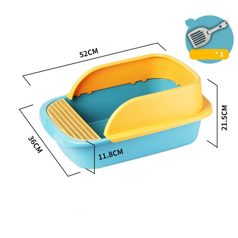 Large blue enclosed cat litter box made of durable plastic with a semi-enclosed entry — view 3