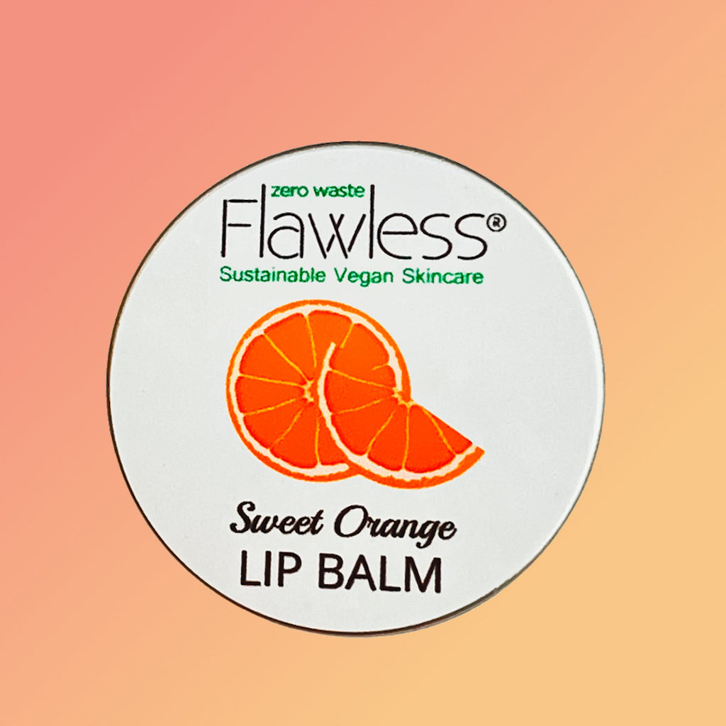 Sweet orange vegan lip balm in a 15g recycled aluminium plastic-free tin container — view 4