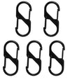 Black S-type locking carabiner set made of zinc alloy for camping and outdoor gear