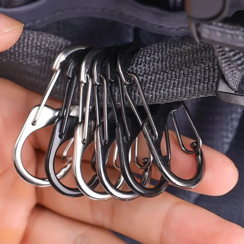 Black S-type locking carabiner set made of zinc alloy for camping and outdoor gear — view 2
