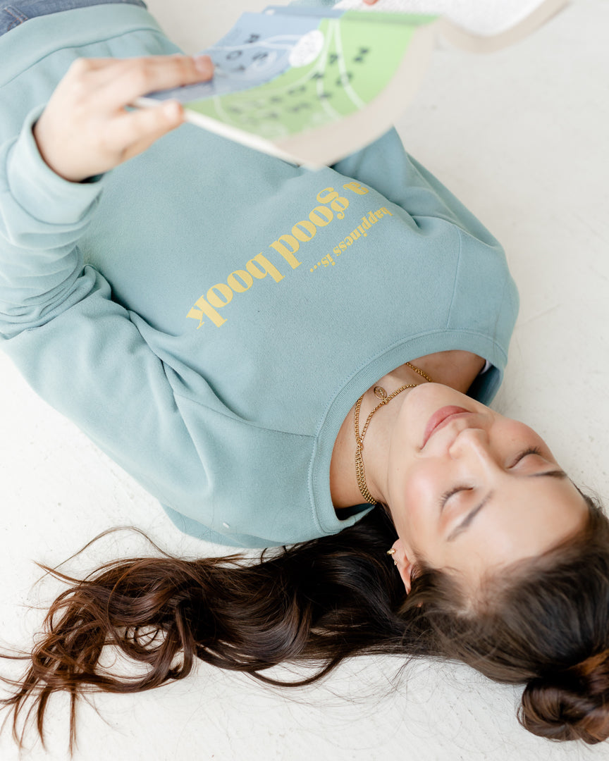 Women's Good Book Crew Sweatshirt, Teal-2