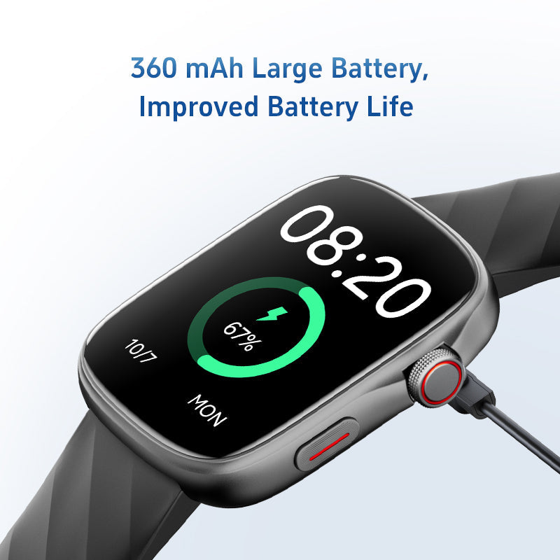 Smart eco drive watch for women with large AMOLED screen and smooth modern silicone band — view 2