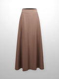 Elastic Back Maxi Cotton Blend Skirt-Chocolate Brown-0