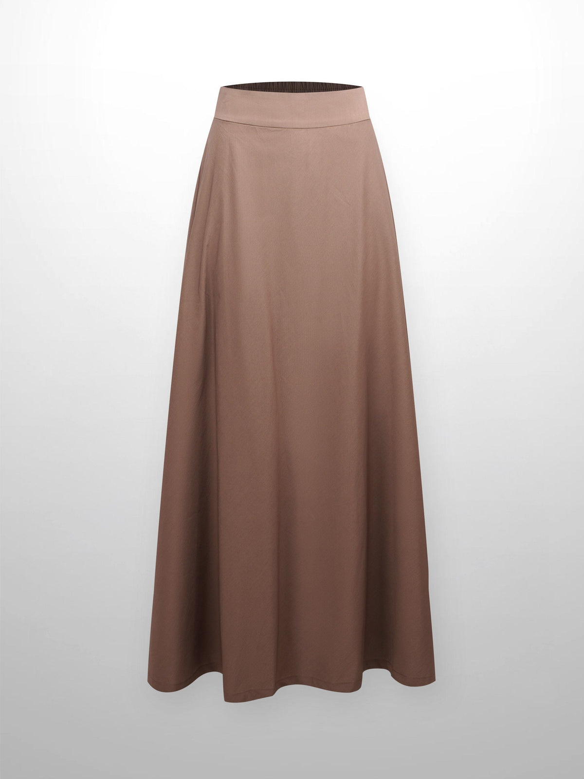 Elastic Back Maxi Cotton Blend Skirt-Chocolate Brown-0
