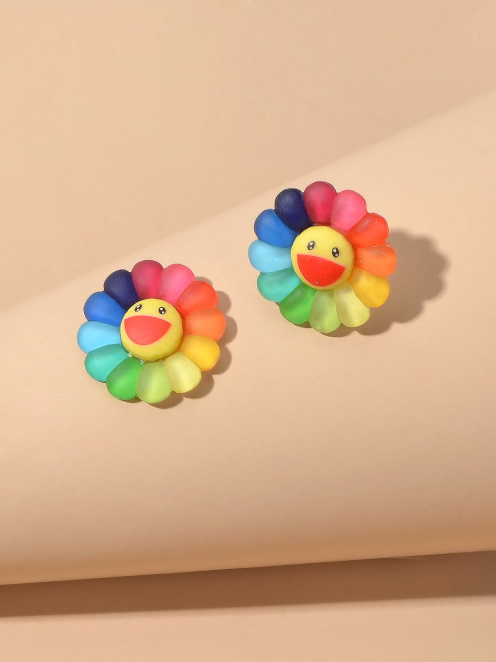 Colourful flower smile face acrylic stud earrings perfect for a cute Y2K fashion look — view 4