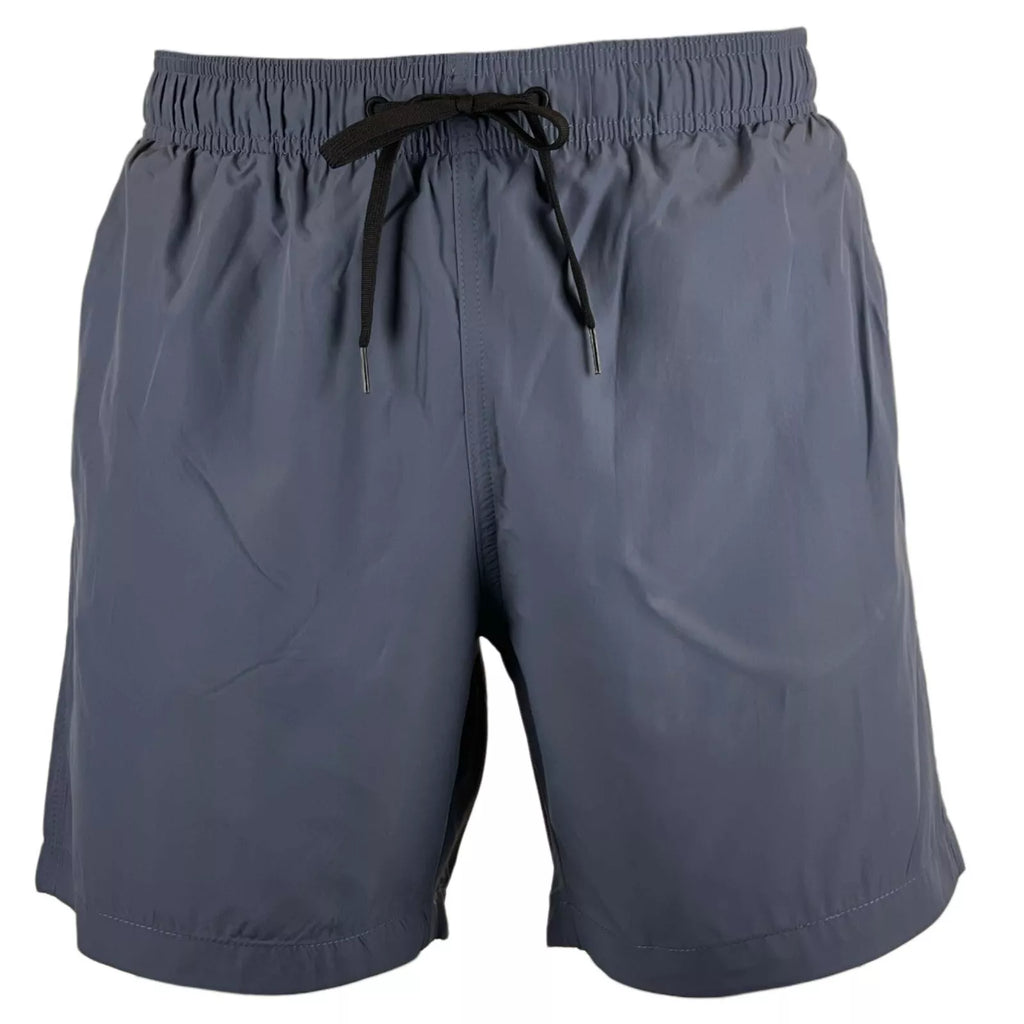 Mens solid colour elasticated waist swim shorts with drawcord and side pockets — view 4