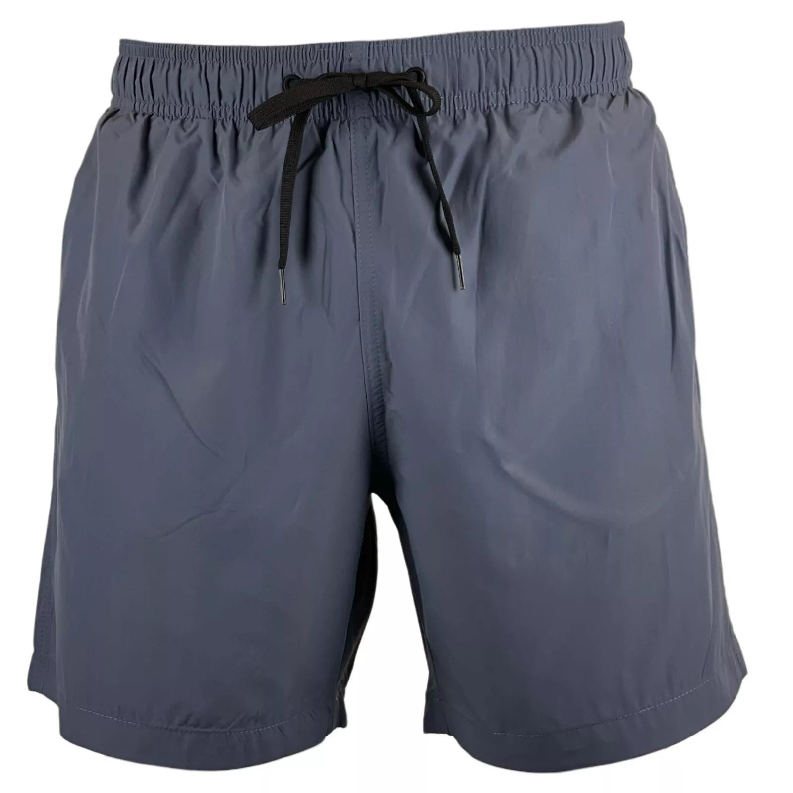 Mens solid colour elasticated waist swim shorts with drawcord and side pockets — view 4