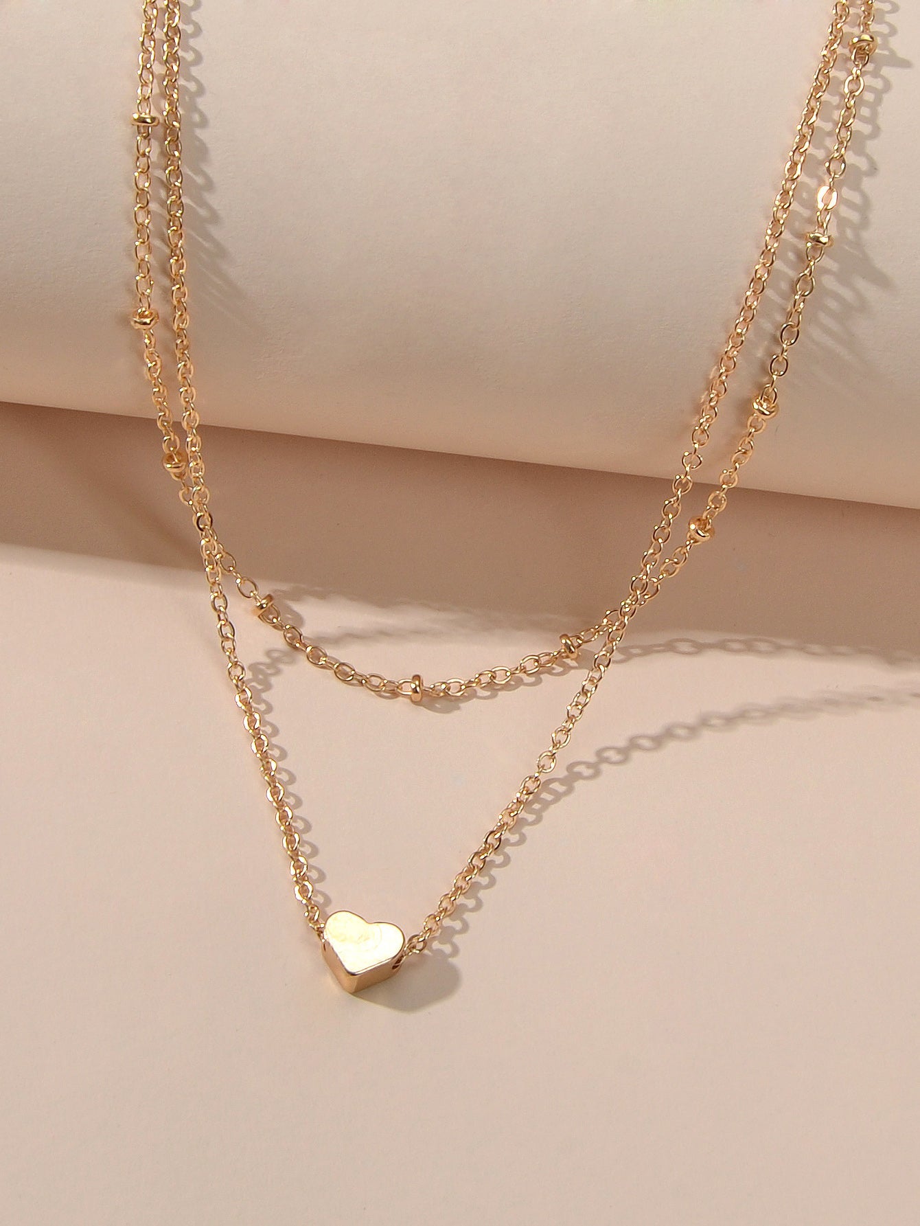 Boho chic gold heart charm anklet with double layer chain for summer beachwear — view 3