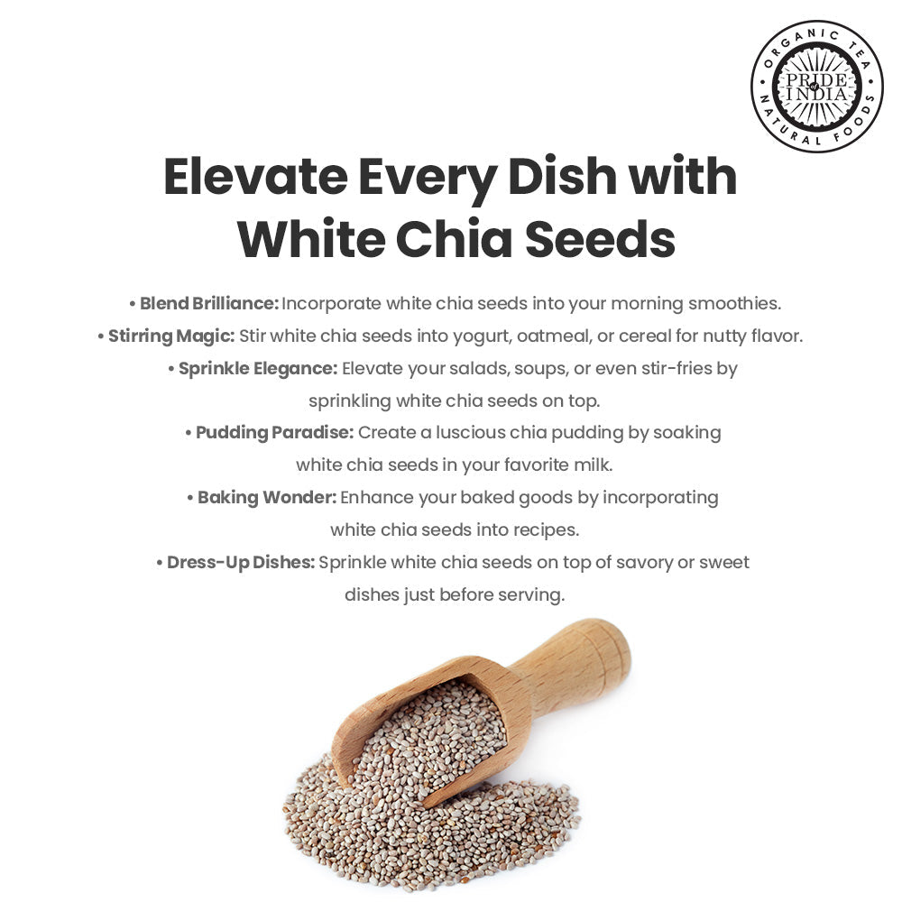 Whole white chia seeds in a premium clear jar highlighting natural superfood quality and texture — view 5