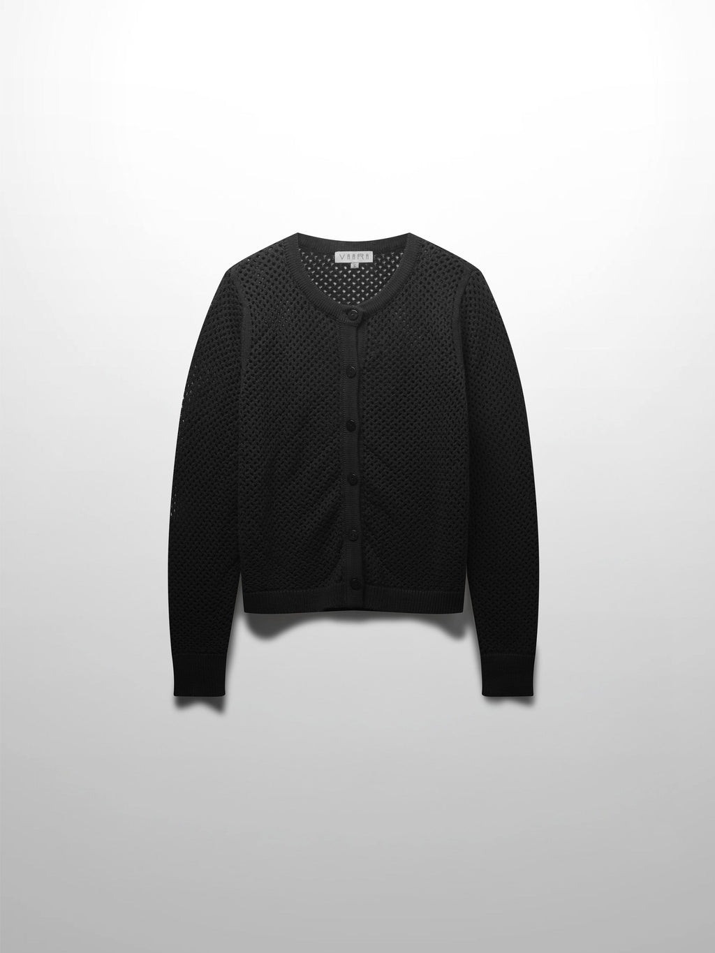 Crochet Knit Button Down Cardigan-Black-0