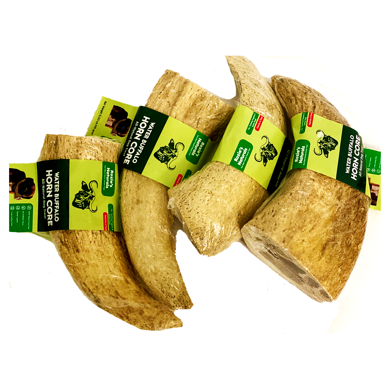 Two natural water buffalo horn core dog chews for dental health and teething puppies — view 5