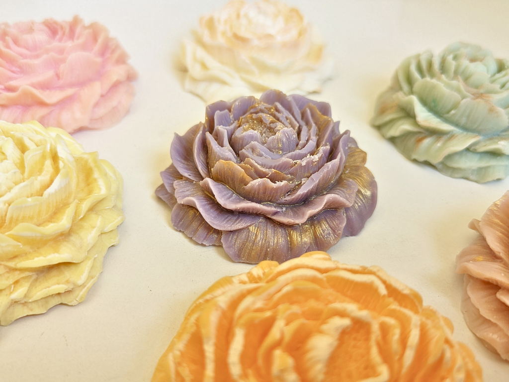 Handcrafted scented wax flower freshener sachet packaged in an elegant gift box with an organza bag