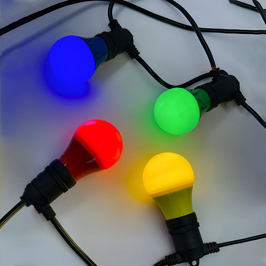 Coloured LED golf ball bulb, 4W E27 energy efficient light for vibrant party home decor