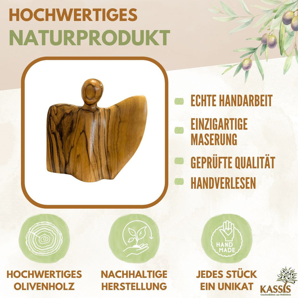 Geflügelte Engel-Figur aus Olivenholz - hergestellt in Bethlehem-2