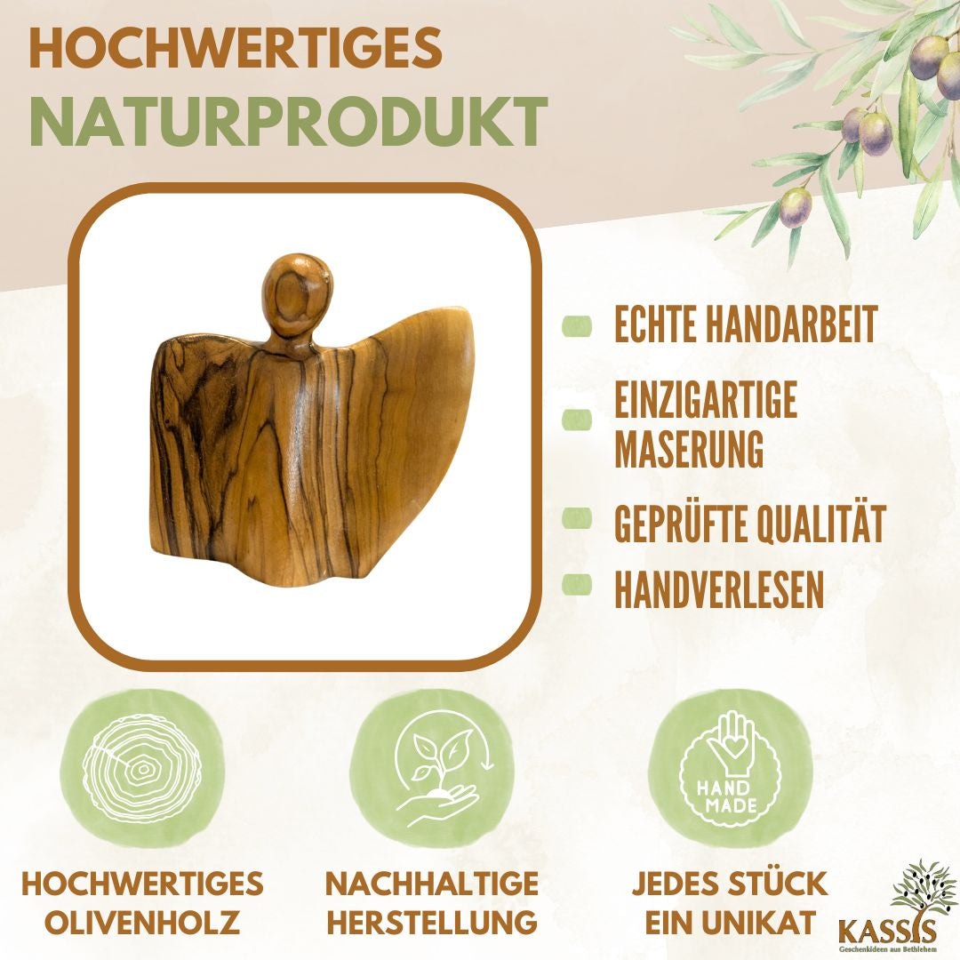 Geflügelte Engel-Figur aus Olivenholz - hergestellt in Bethlehem-2