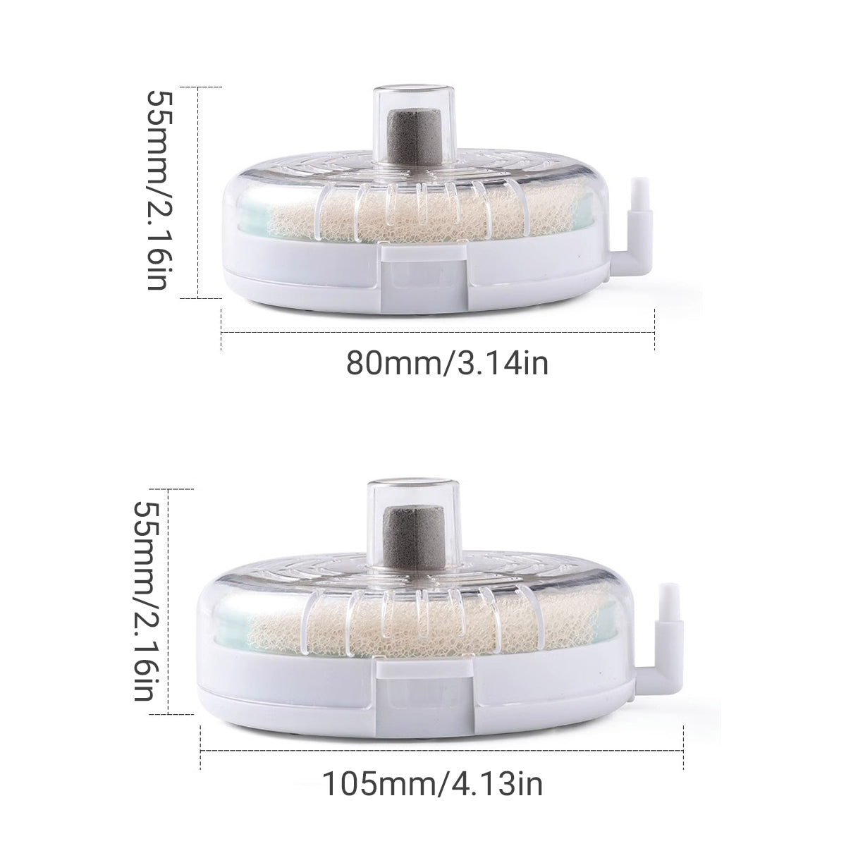 Mini round submersible aquarium filter with internal sponge for small freshwater and marine fish tanks. — view 3