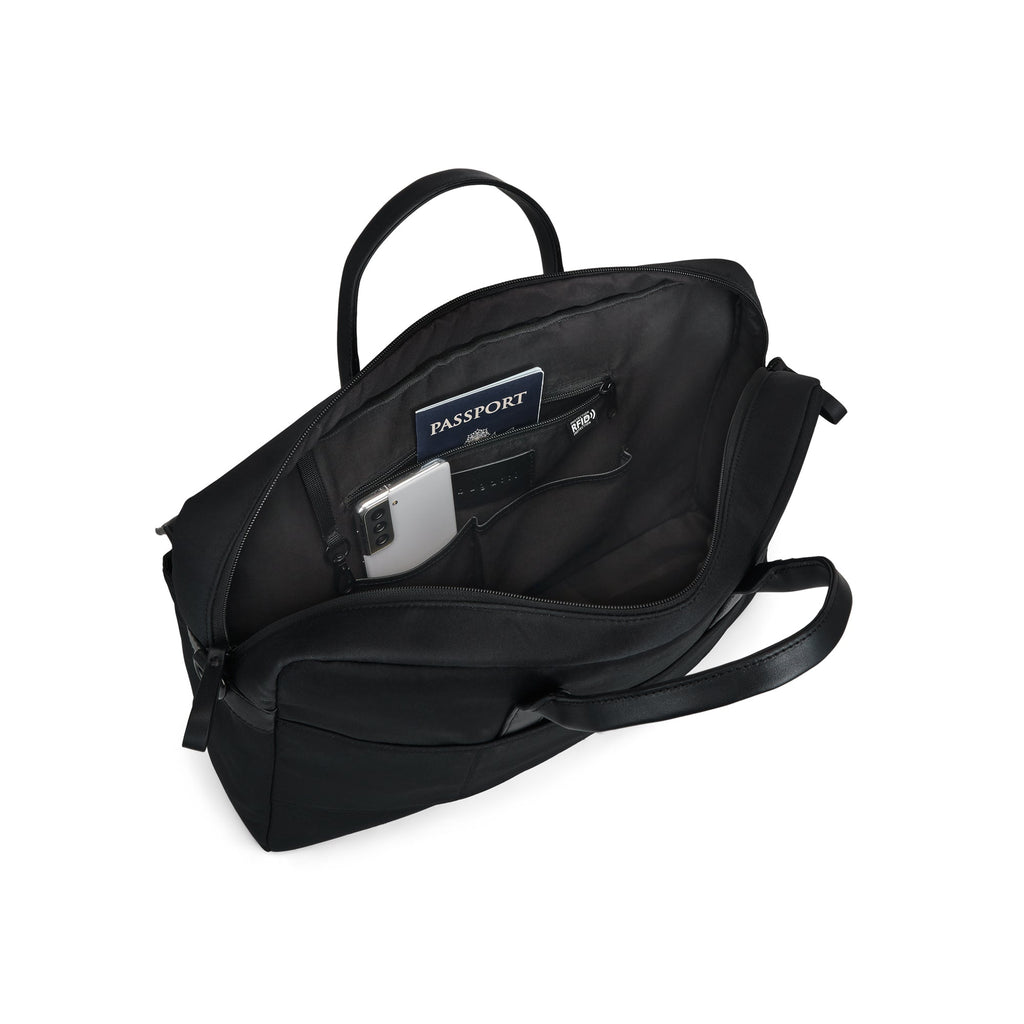 Sleek nylon Madison briefcase featuring premium vegan leather trims designed for professional business commutes — view 5