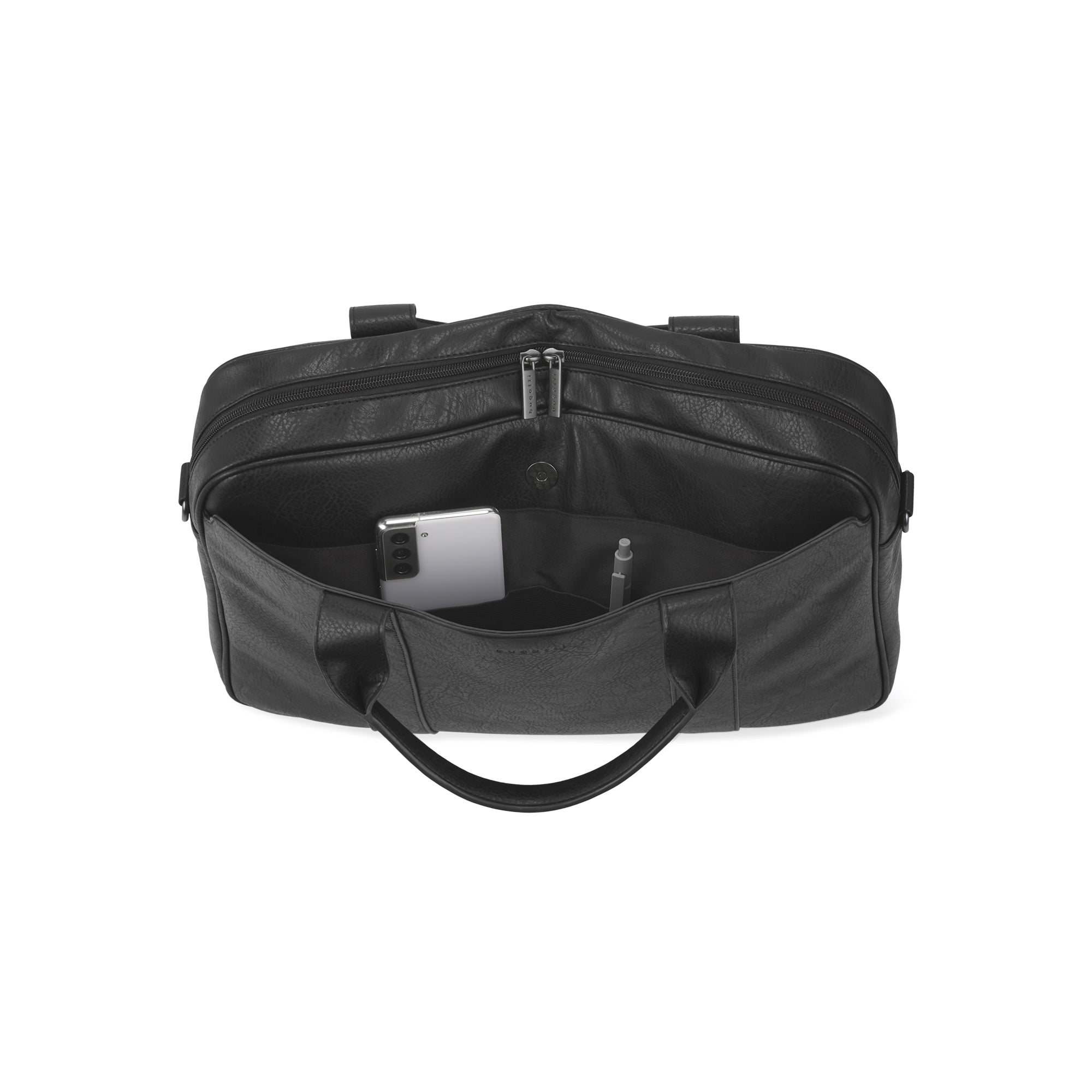 Palermo executive briefcase in premium dark material with top handle, adjustable strap, and sleek hardware — view 5