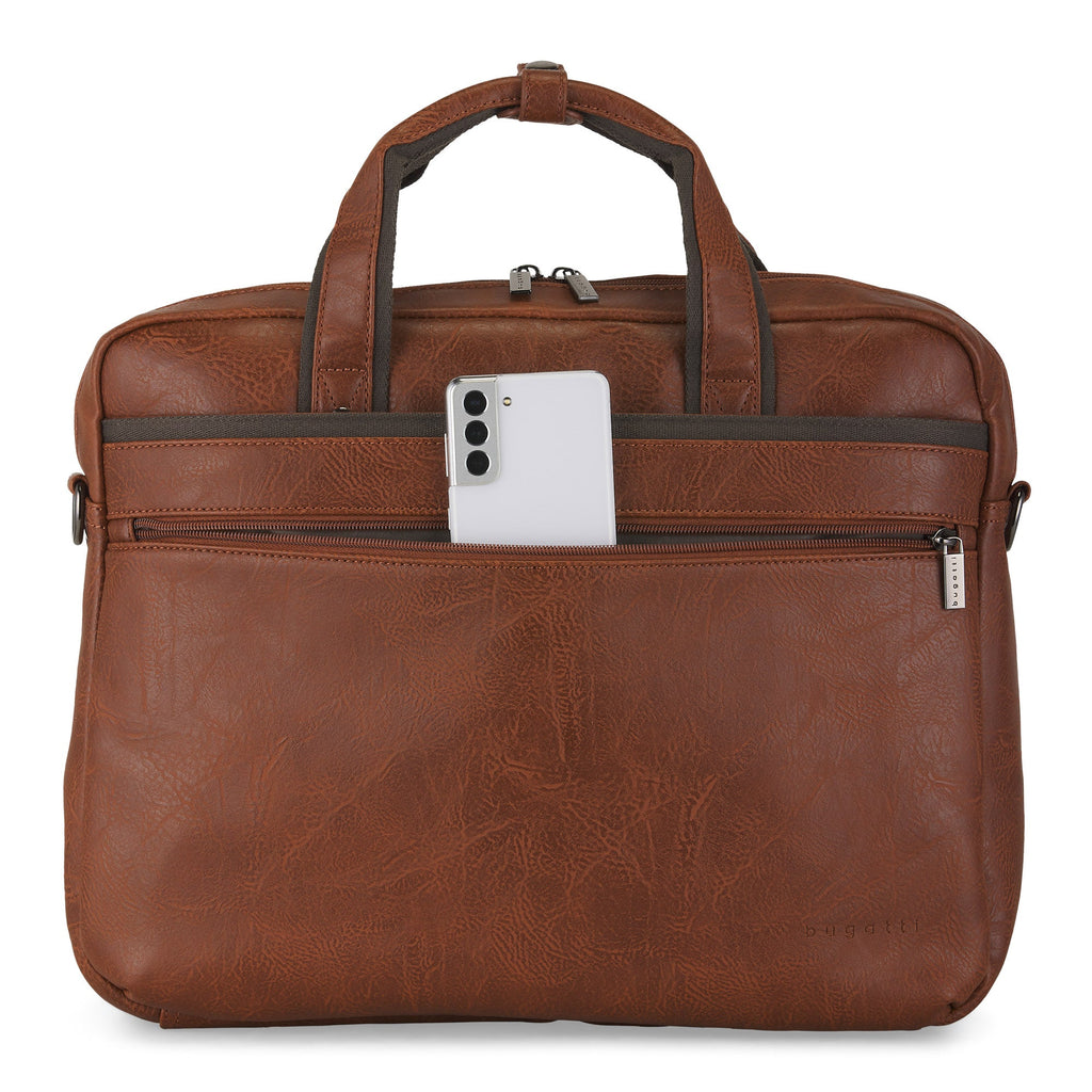 Valentino vegan leather briefcase with canvas trim top handles and shoulder strap for business travel — view 4