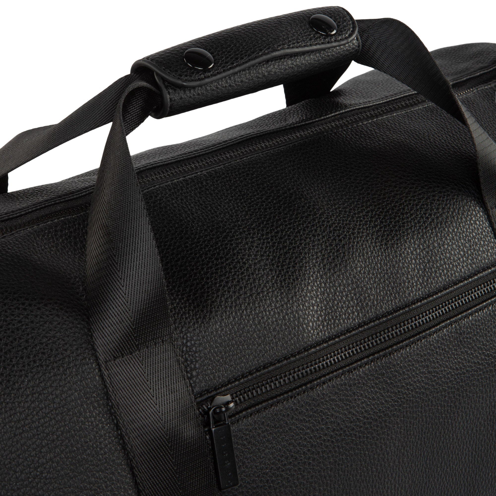 Textured vegan leather duffle bag with sturdy carrying handles and adjustable shoulder strap for travel — view 5