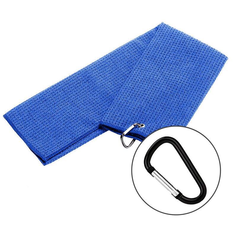 Waffle cotton sports golf towel with metal carabiner clip for cleaning golf clubs and balls — view 5
