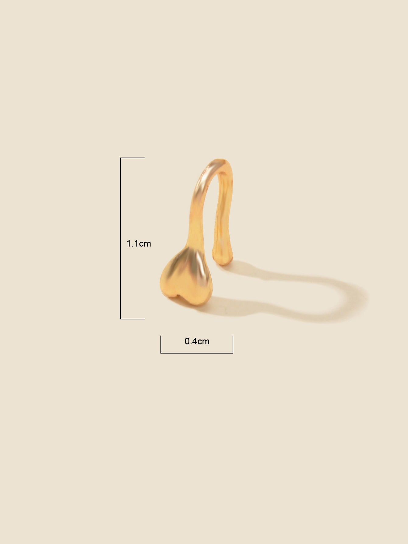 Two piece fake nose ring hoop cuffs in polished metal for non piercing alternative styling — view 4