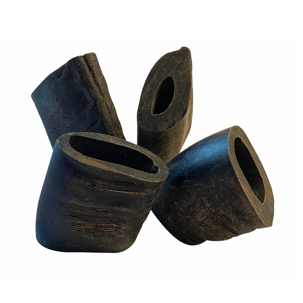 Water buffalo horn dog chews, two natural textured pieces for canine dental health and chewing — view 4