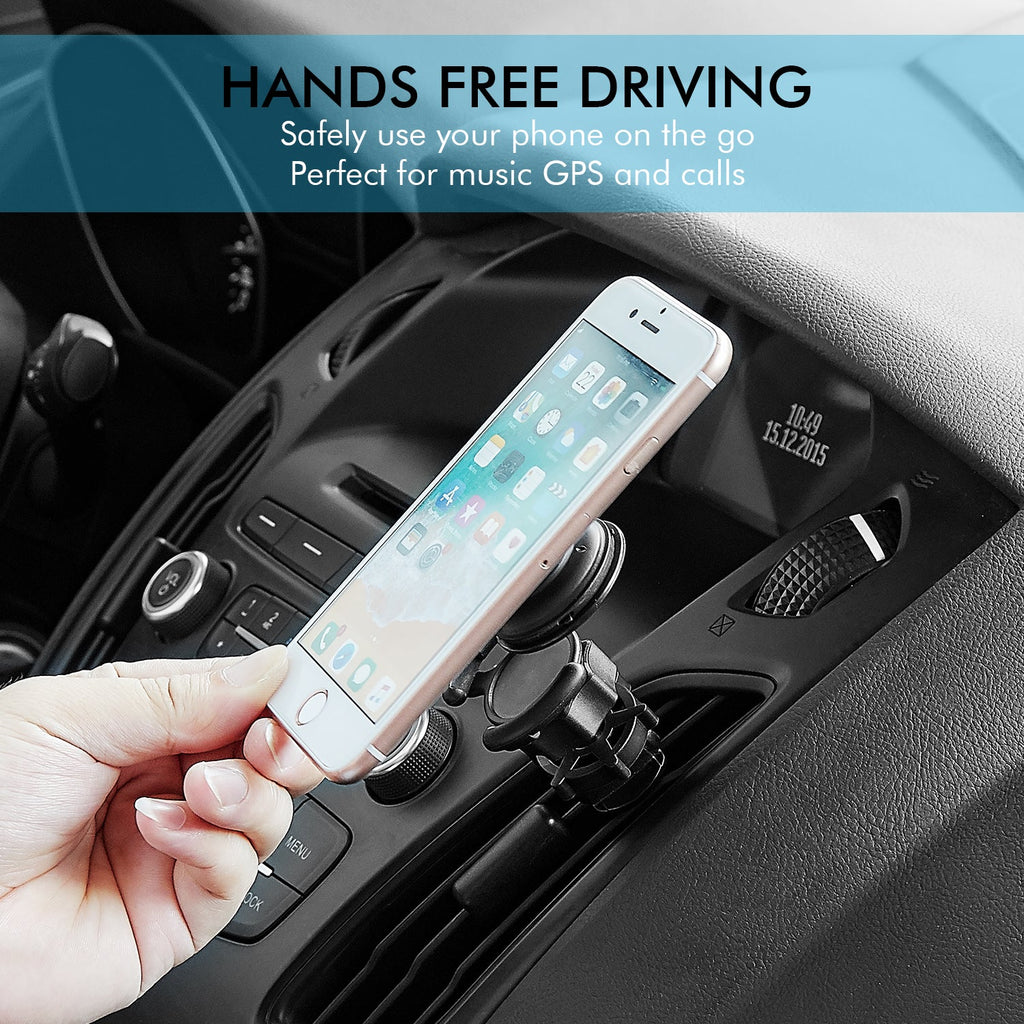 Air vent car phone mount securing a smartphone with an adjustable 360-degree rotating holder — view 5