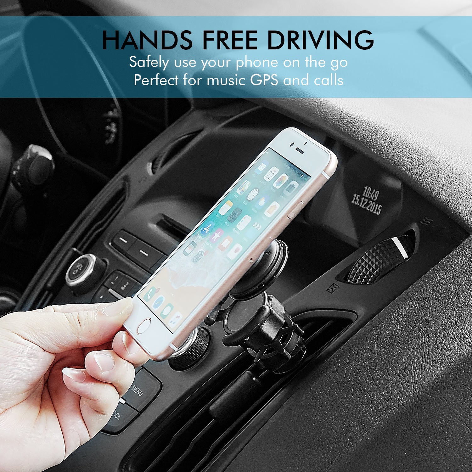 Air vent car phone mount securing a smartphone with an adjustable 360-degree rotating holder — view 5