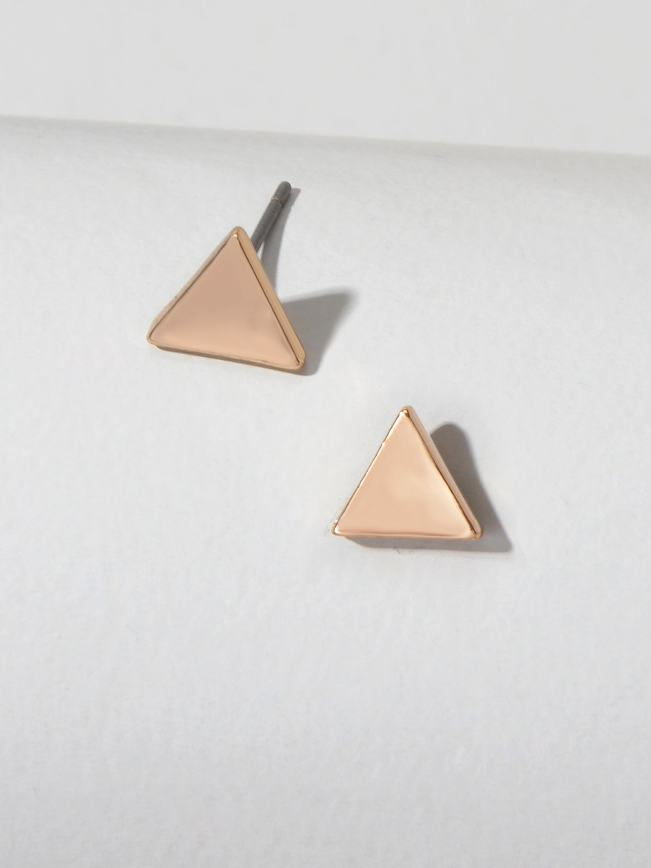 Minimalist geometric triangle small stud earrings for cartilage and tragus everyday wear — view 4