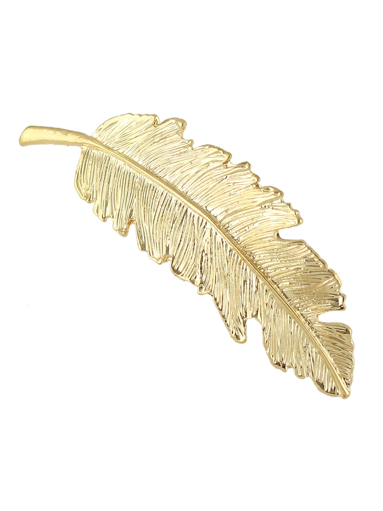Gold and silver metal feather hair barrettes with secure clasp for elegant hairstyling — view 4