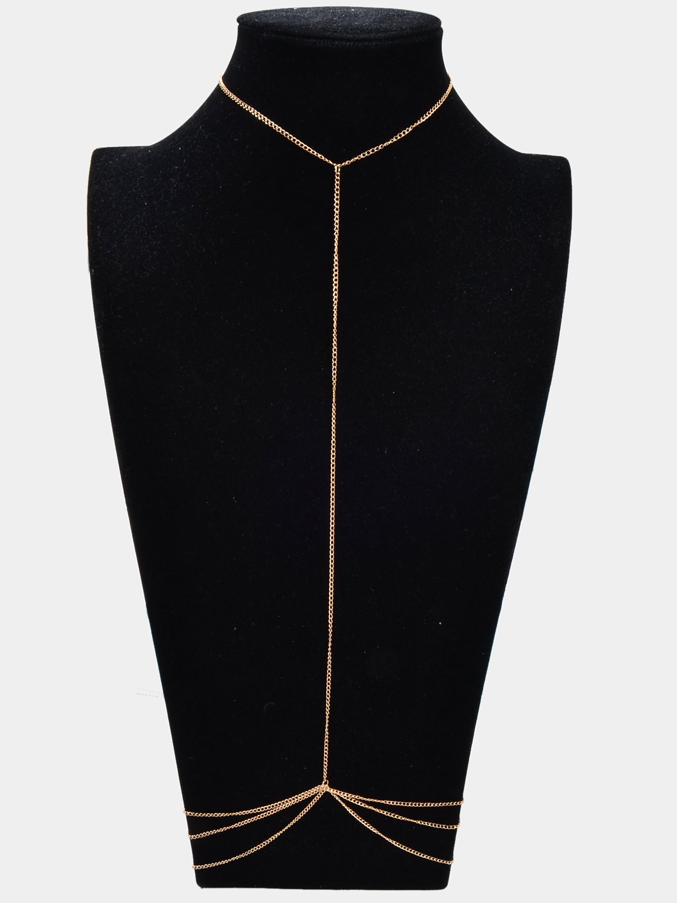 Layered gold and silver tassel body chain worn over a bikini for beach parties — view 4