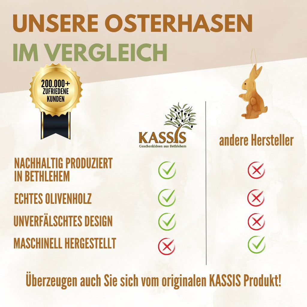 Osterhase Anhänger aus Olivenholz mit Rinde | Natürliche Osterdeko & Baumschmuck für Ostern-4