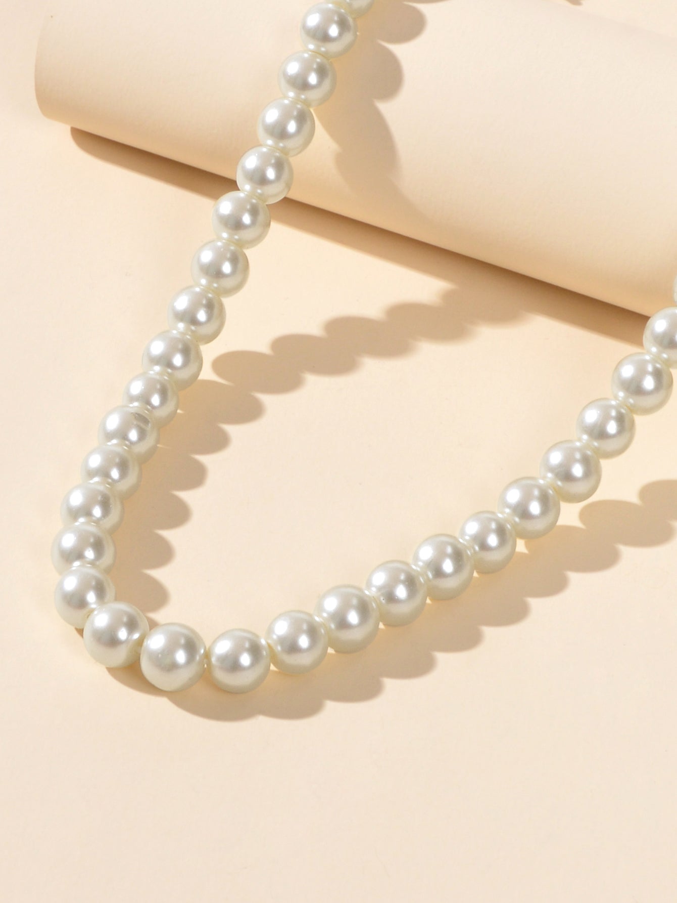 Retro black and white beaded choker collar necklace for women featuring an adjustable length design — view 4