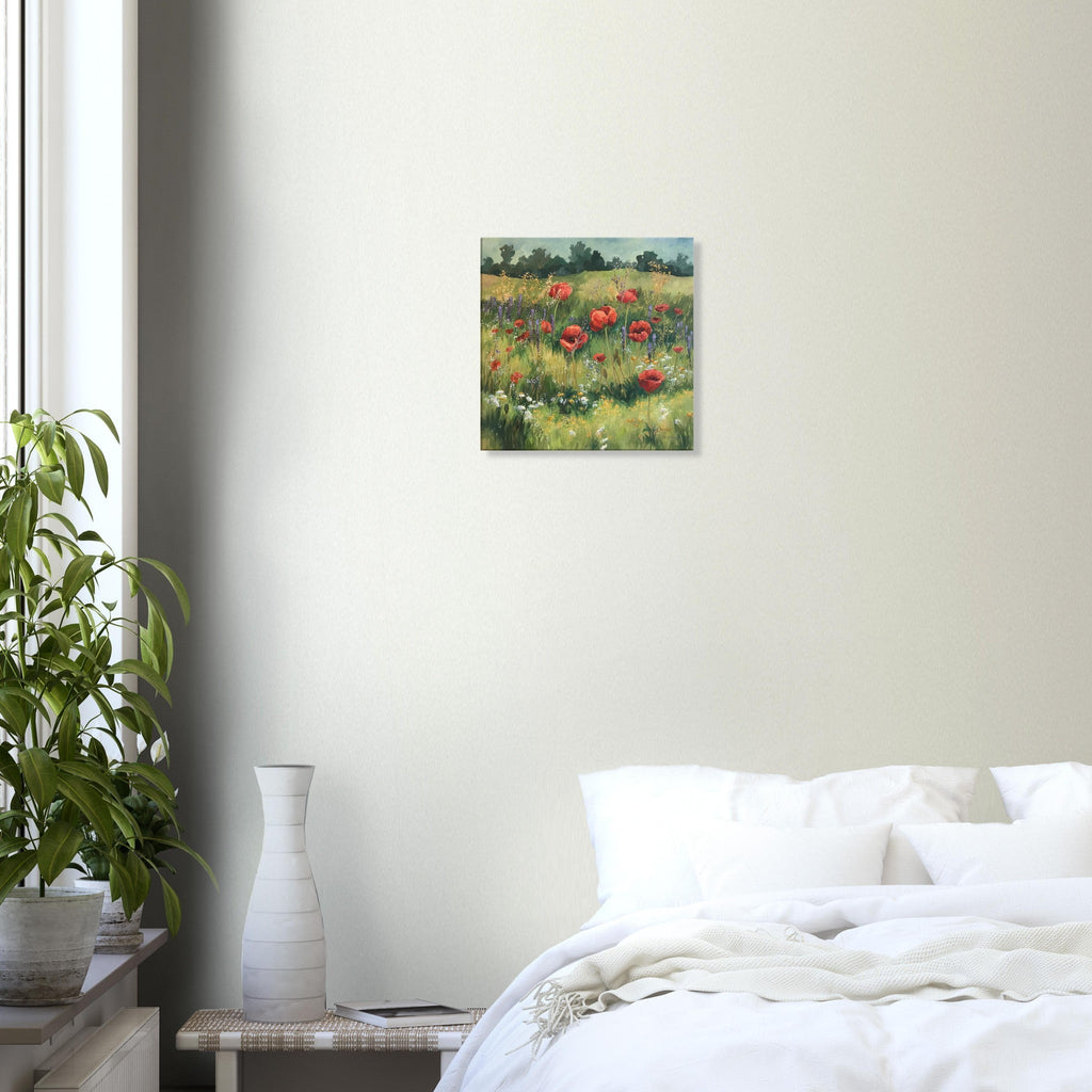 'Field of Red Poppies' Floral I 16x16 inch Art Print on Canvas I Original Artwork by American Artist Barbara Cleary-3