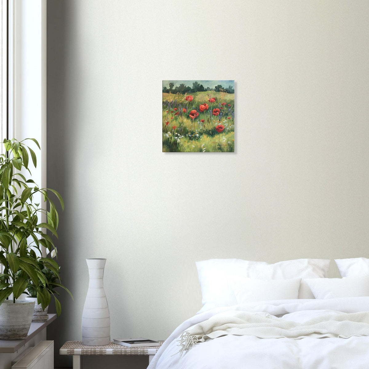 'Field of Red Poppies' Floral I 16x16 inch Art Print on Canvas I Original Artwork by American Artist Barbara Cleary-3
